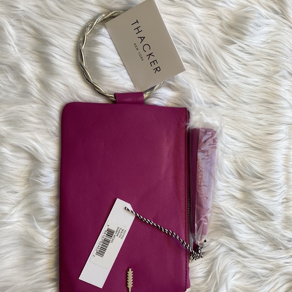 🆕THACKER Nolita Clutch Twisted FUSCHIA Leather NWT 💖 - Picture 8 of 9
